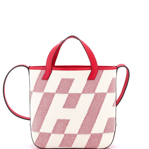 Cabas H en Biais Tote Canvas with Leather 27