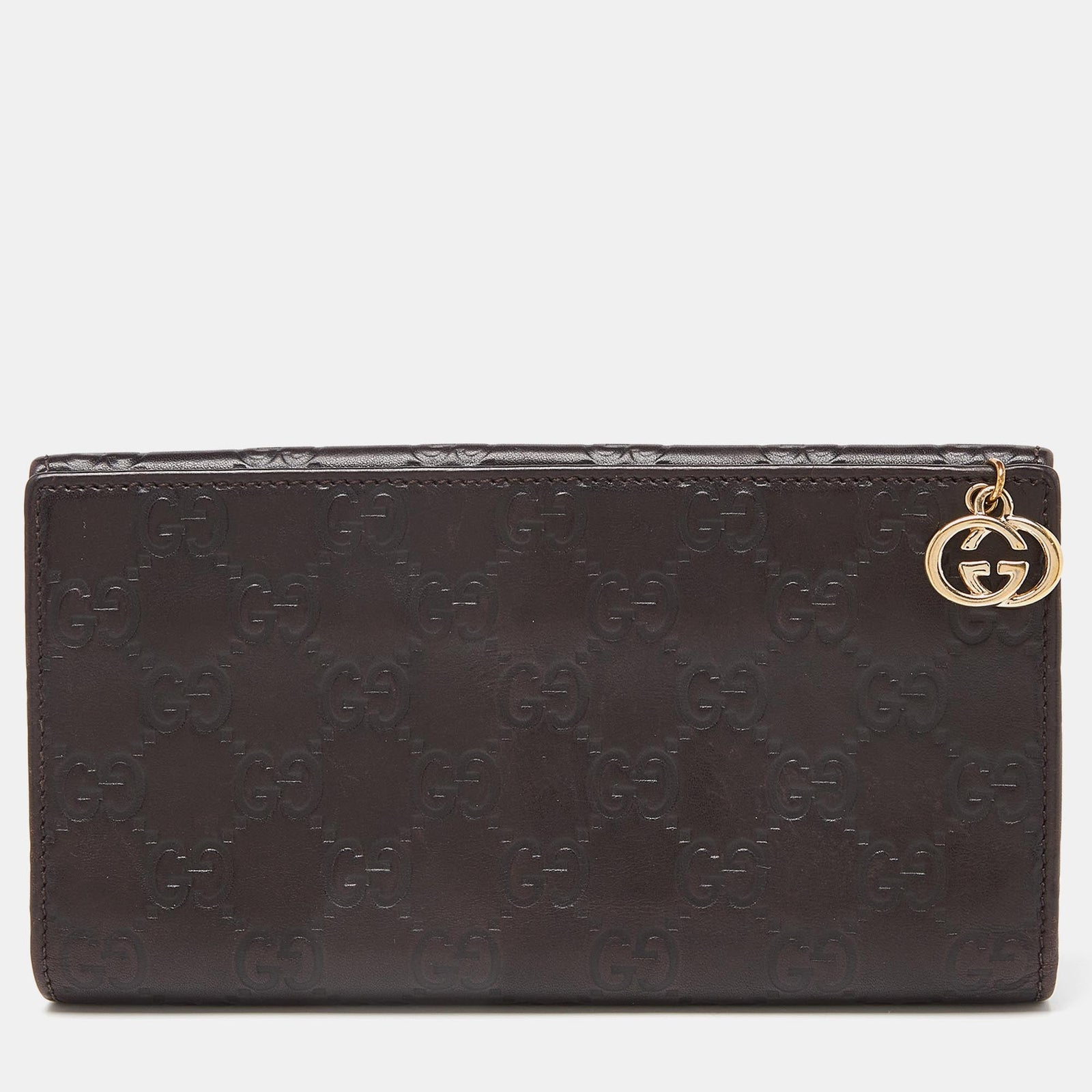 Gucci Brown Guccissima Leather GG Pierce Continental Wallet