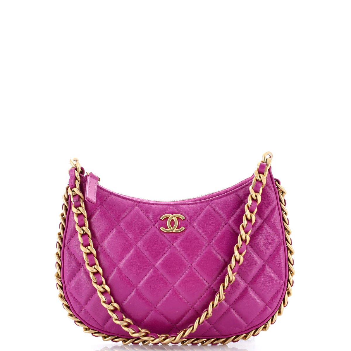 Chanel CHANEL CC Chain Around Hobo Quilted Lambskin