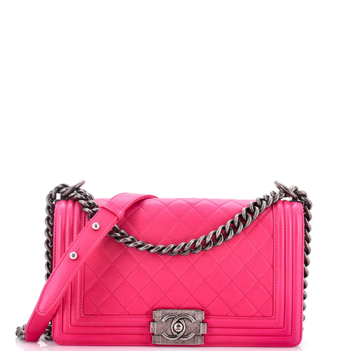 CHANEL Boy Flap Bag Quilted Calfskin Old Medium