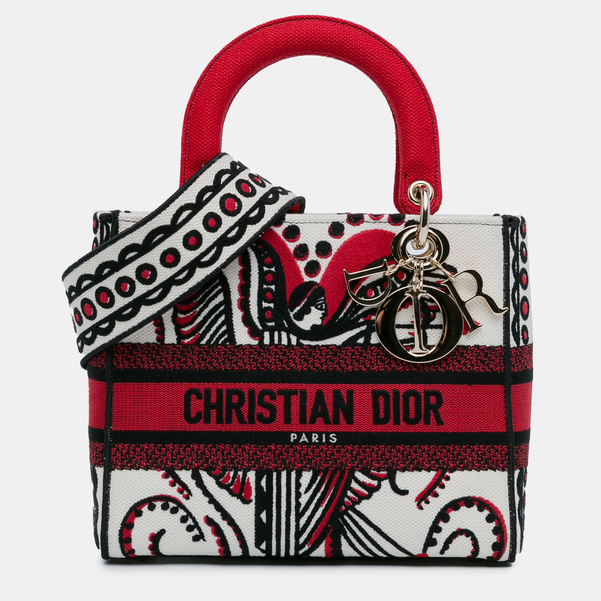 Dior Multicolor Canvas Medium Cupidon Lady D-Lite Tote Bag