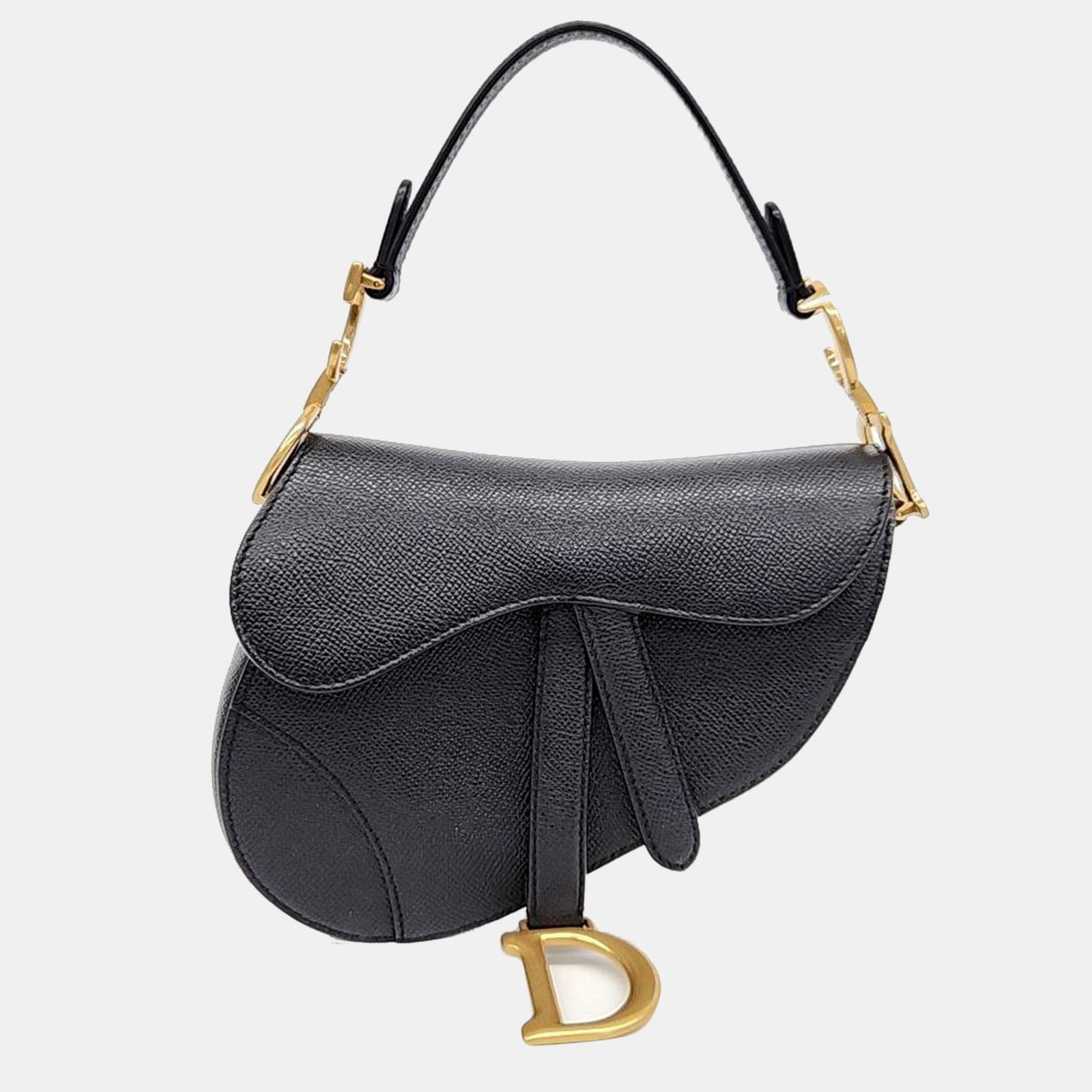 Dior Black Leather Mini Saddle Bag