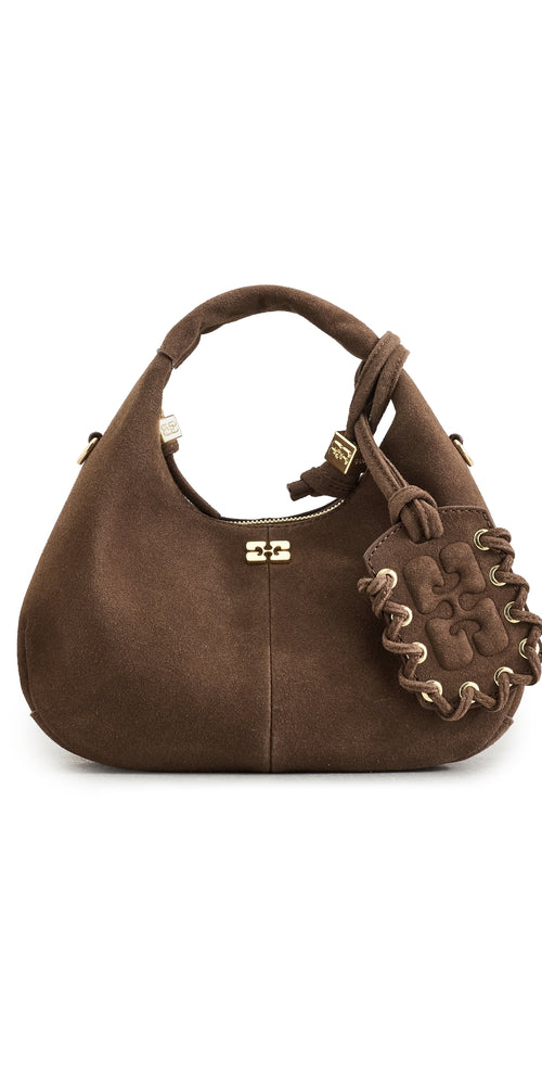 Recycled Suede Mini Hobo Bag Chicory Coffee One Size