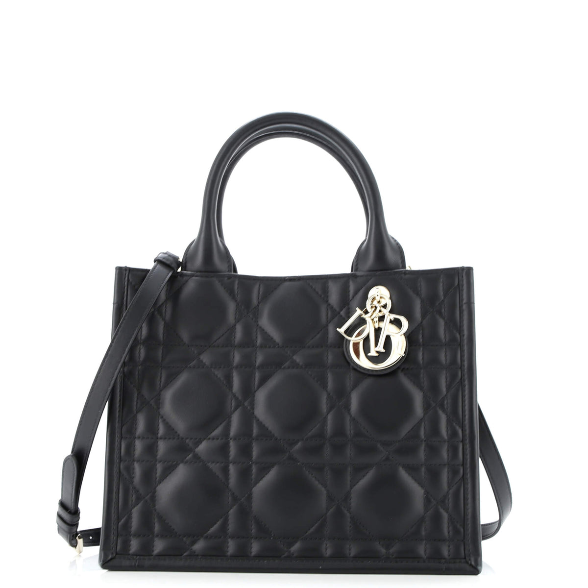 Christian Dior Book Tote with Strap Macrocannage Quilt Calfskin Small
