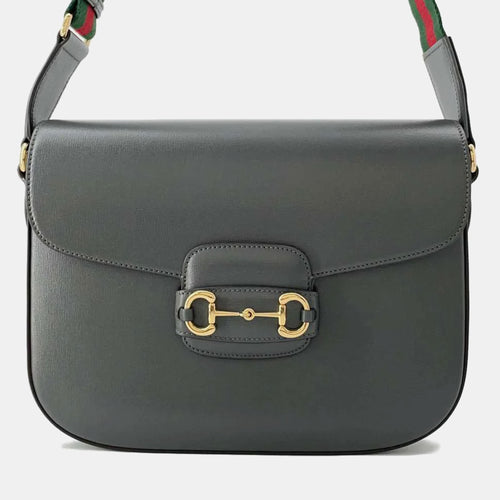 Grey Leather Horsebit 1955 Shoulder Bag