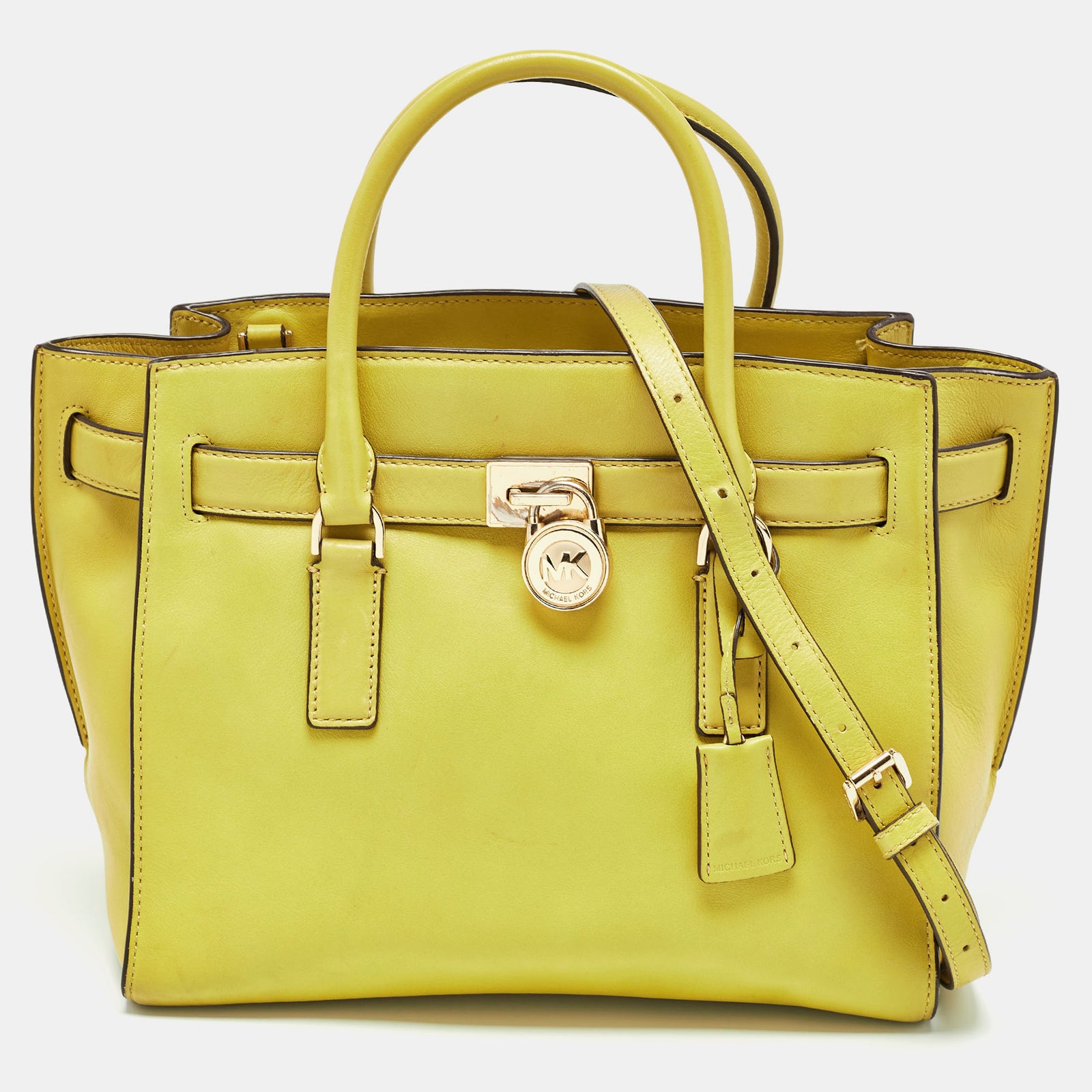 Michael Kors Lime Green Leather Hamilton Tote