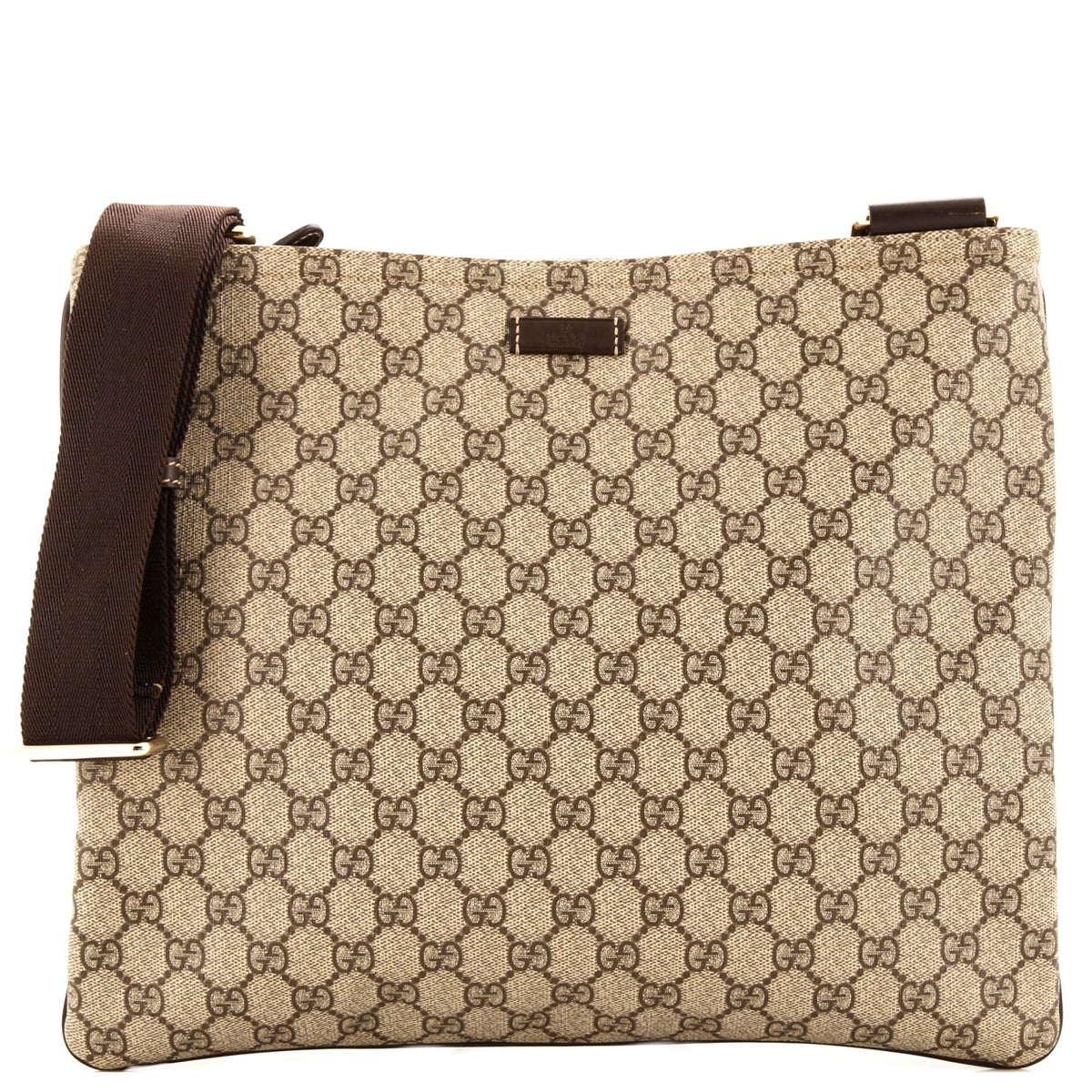 Gucci GUCCI Zip Top Messenger Bag GG Coated Canvas Large