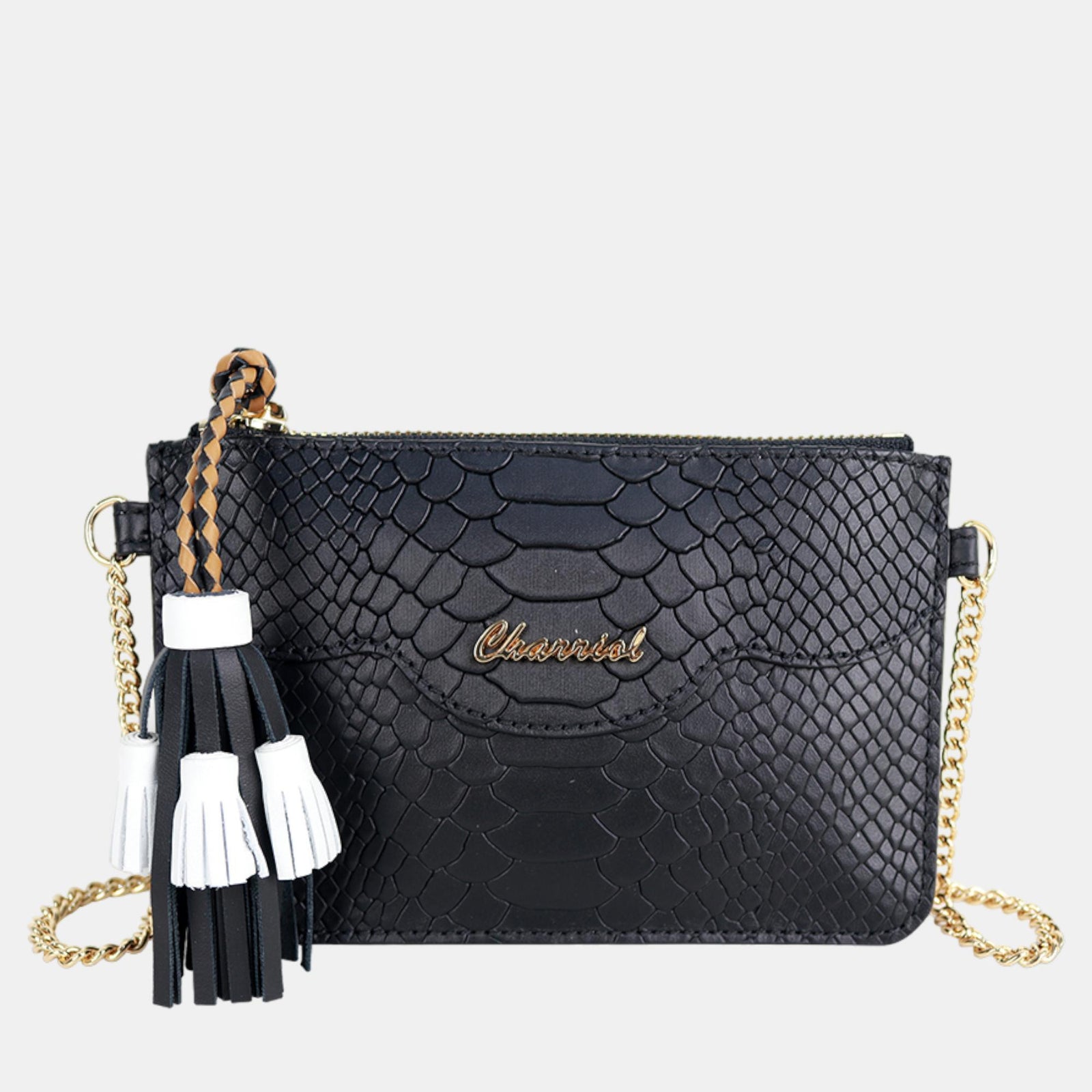 Charriol Black Leather PALAIS ROYAL Clutch Bag