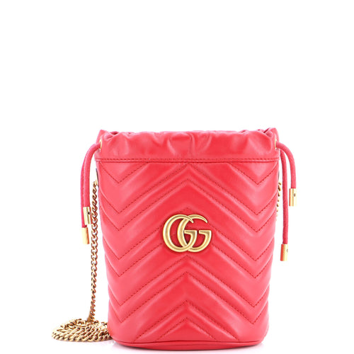 GUCCI GG Marmont Bucket Bag Matelasse Leather Mini