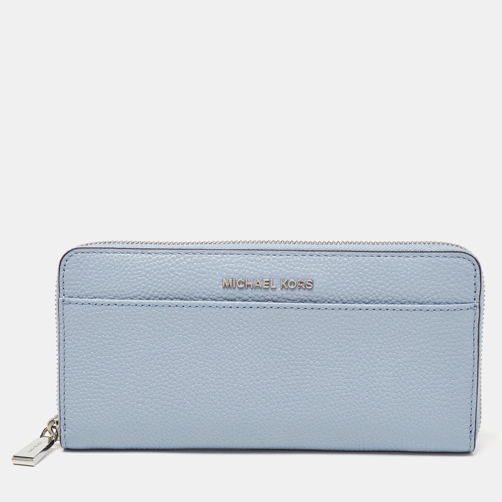 Michael Kors Blue Leather Money Pieces Zip Around Wallet