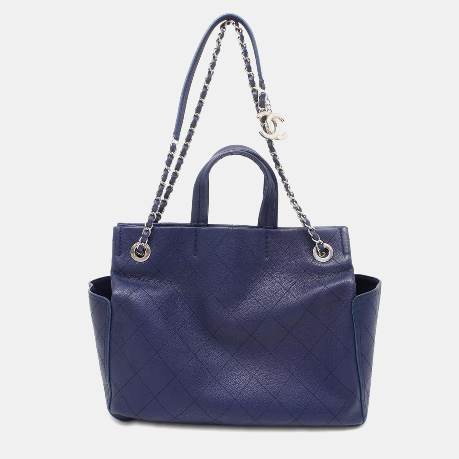 Chanel Sac cabas en cuir caviar bleu marine