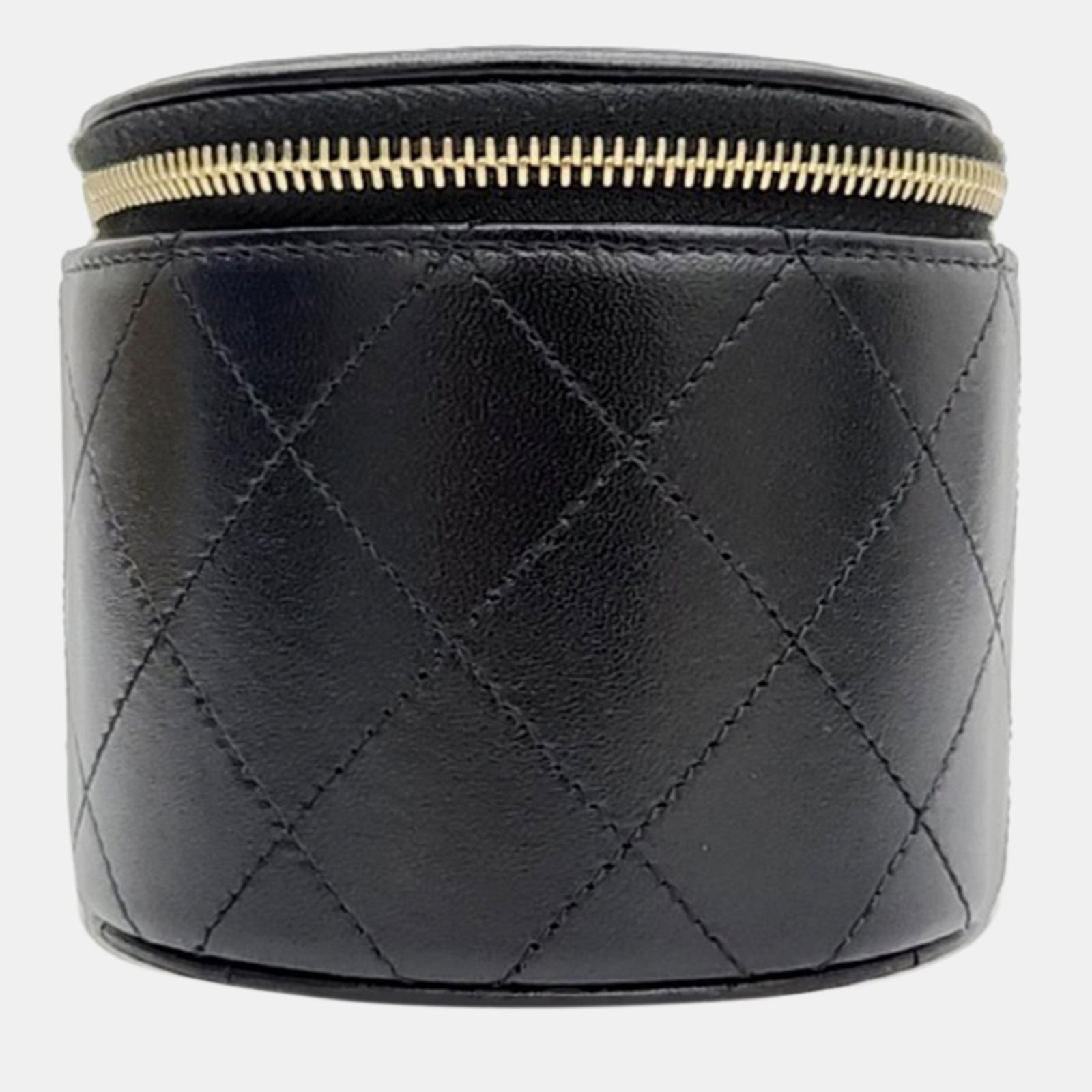 Chanel Black Leather Round Vanity Bag