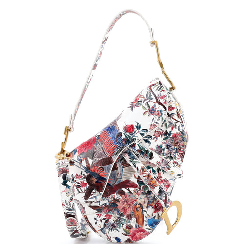 Saddle Handbag with Strap Hand Painted Leather Medium
