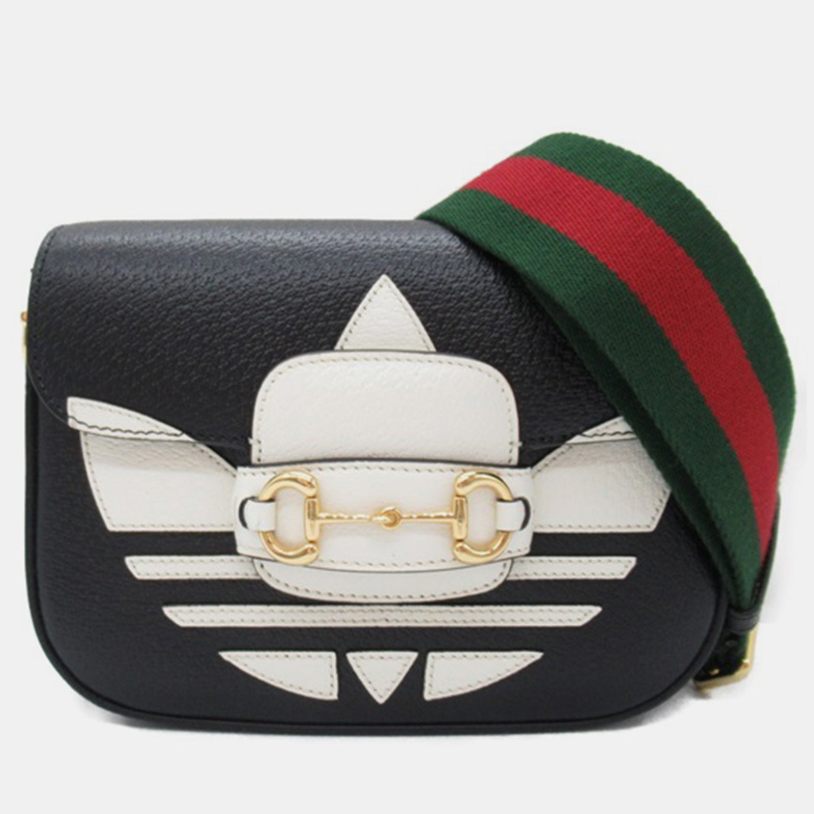 Gucci X Adidas Black Leather Horsebit 1955 Shoulder Bag