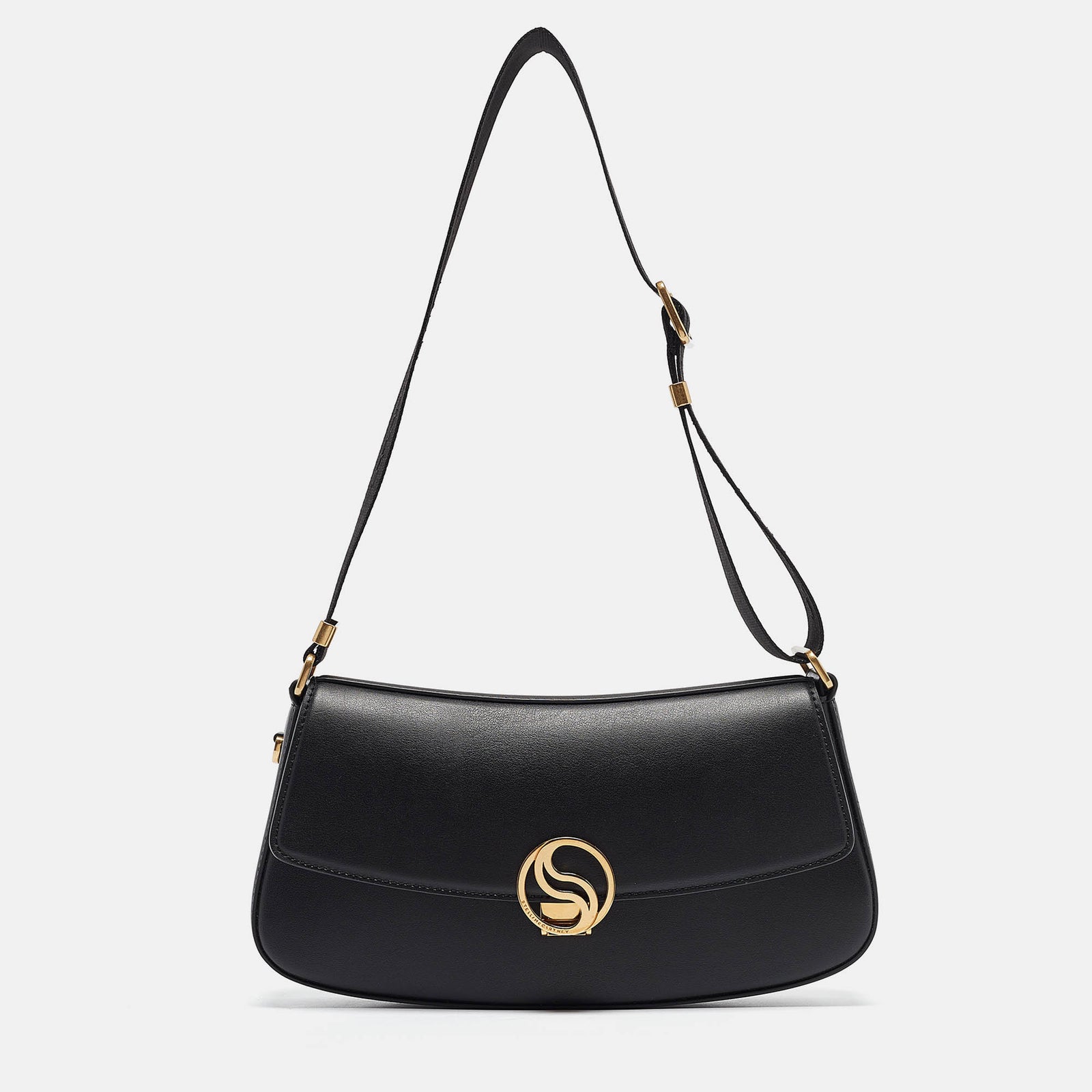 Stella McCartney Black Leather S-Wave Shoulder Bag