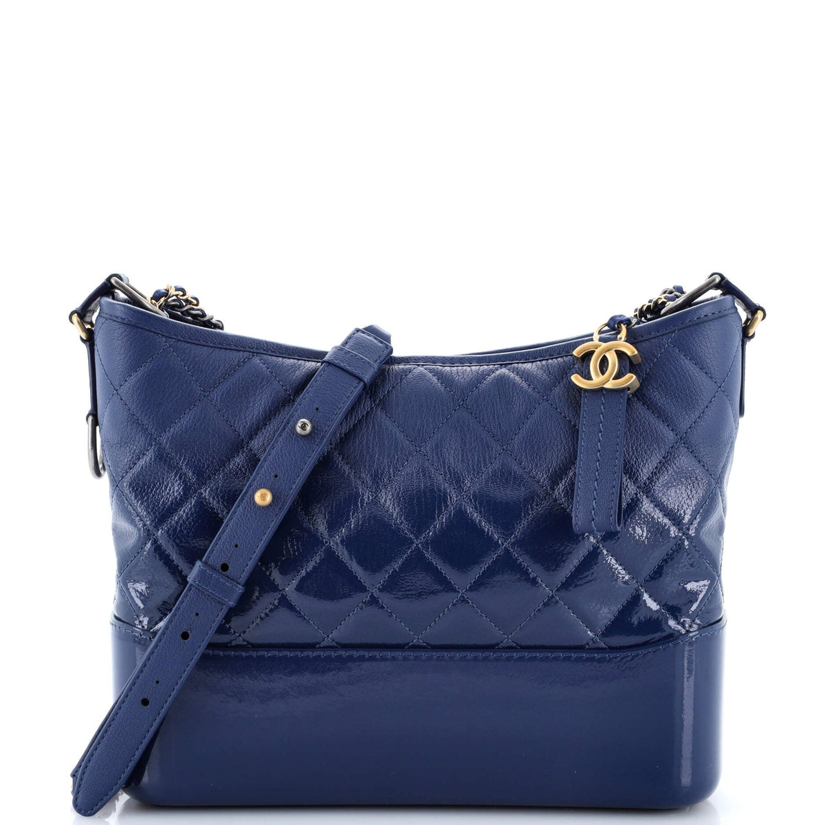 Chanel CHANEL Gabrielle Hobo Quilted Goatskin and Patent Medium