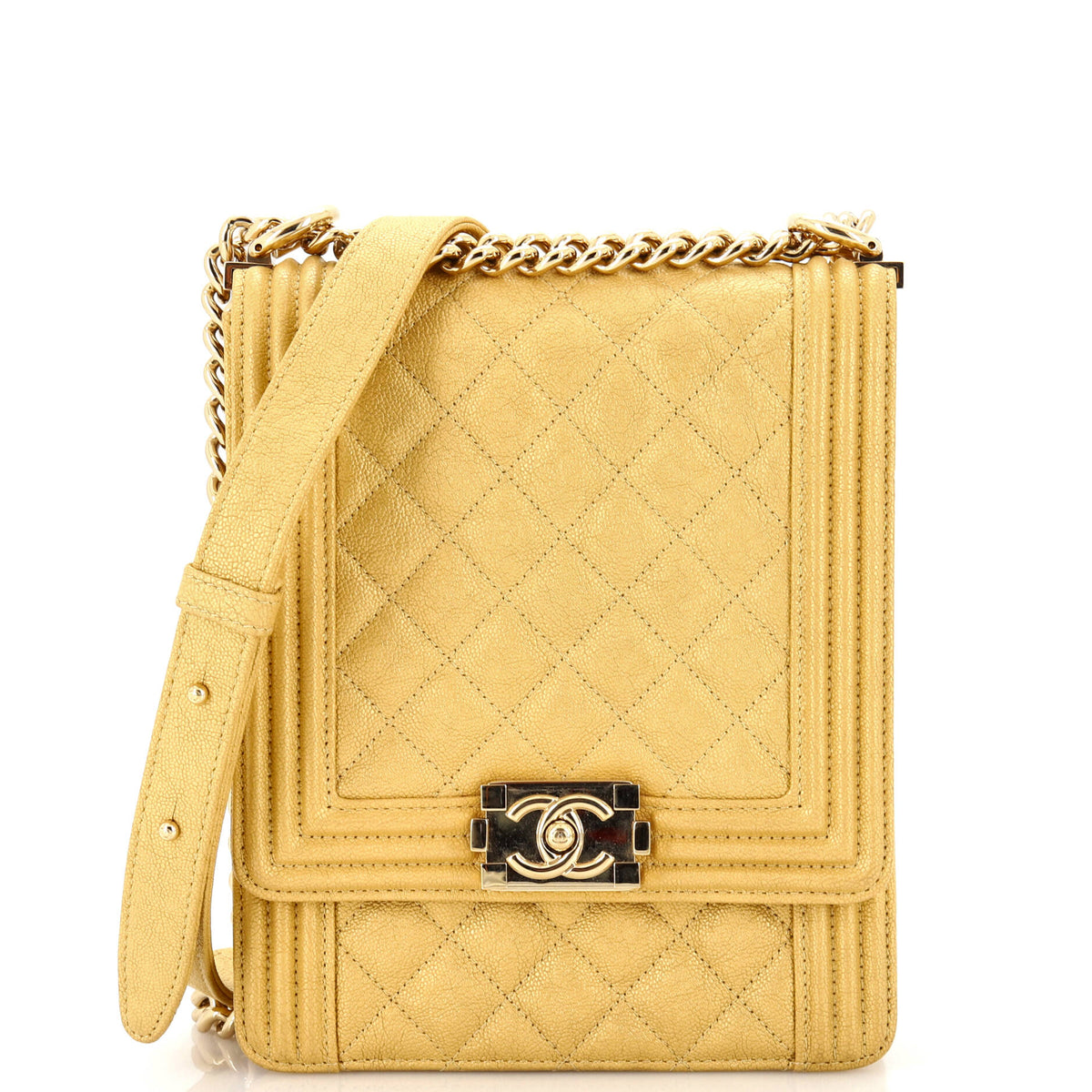 Chanel CHANEL North South Boy Flap Bag Quilted Caviar Small