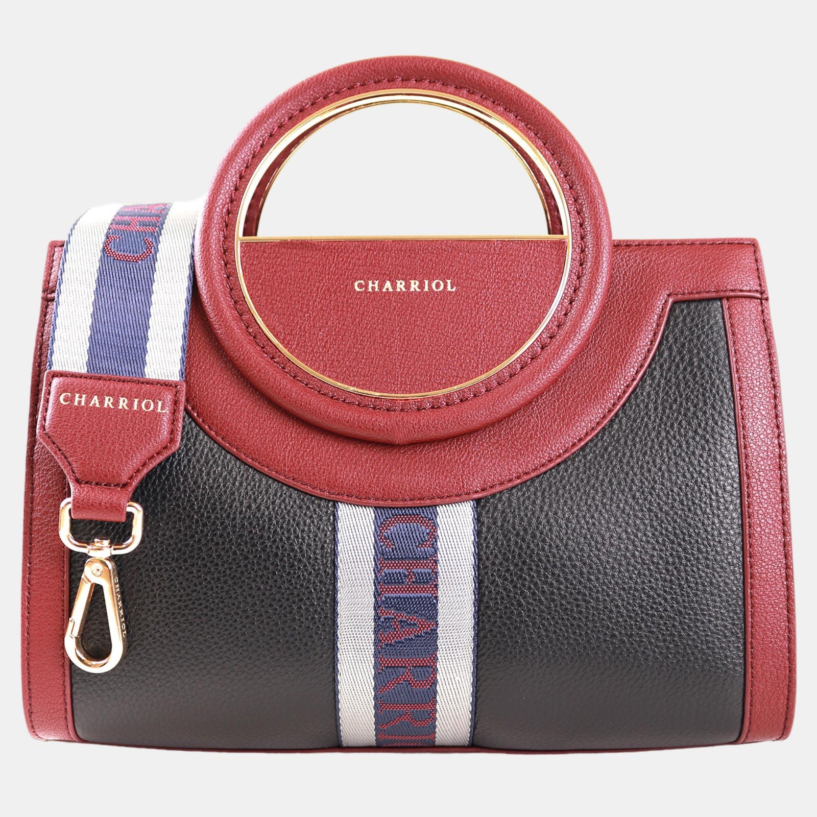 Charriol Bordeaux Leather Deauville Handbag