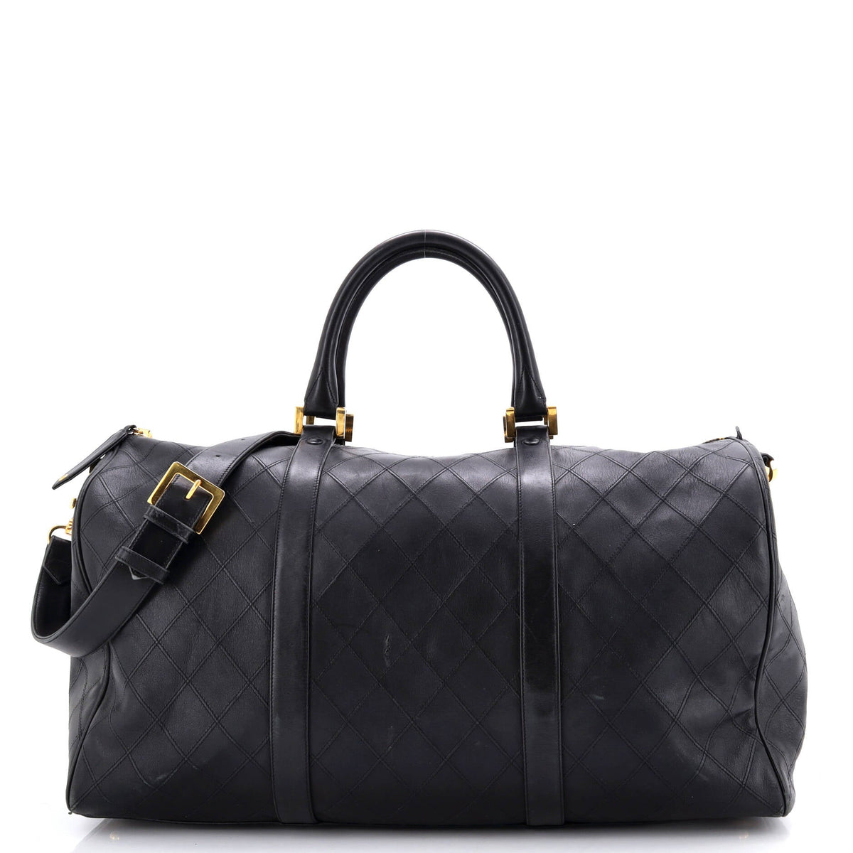 Chanel CHANEL Vintage Diamond Stitch Boston Bag Quilted Lambskin Large