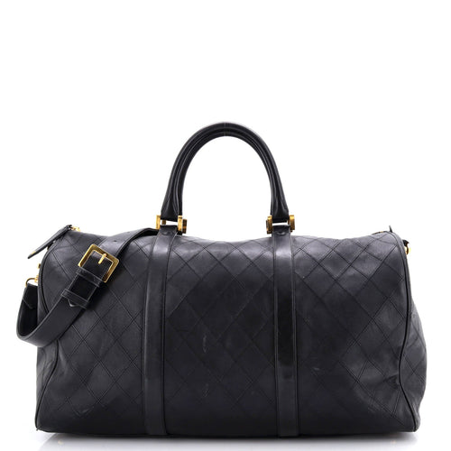 CHANEL Vintage Diamond Stitch Boston Bag Quilted Lambskin Large
