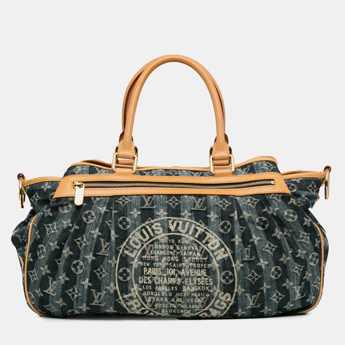 Louis Vuitton Monogram Denim Porte Epaule Raye Cabas GM Bag