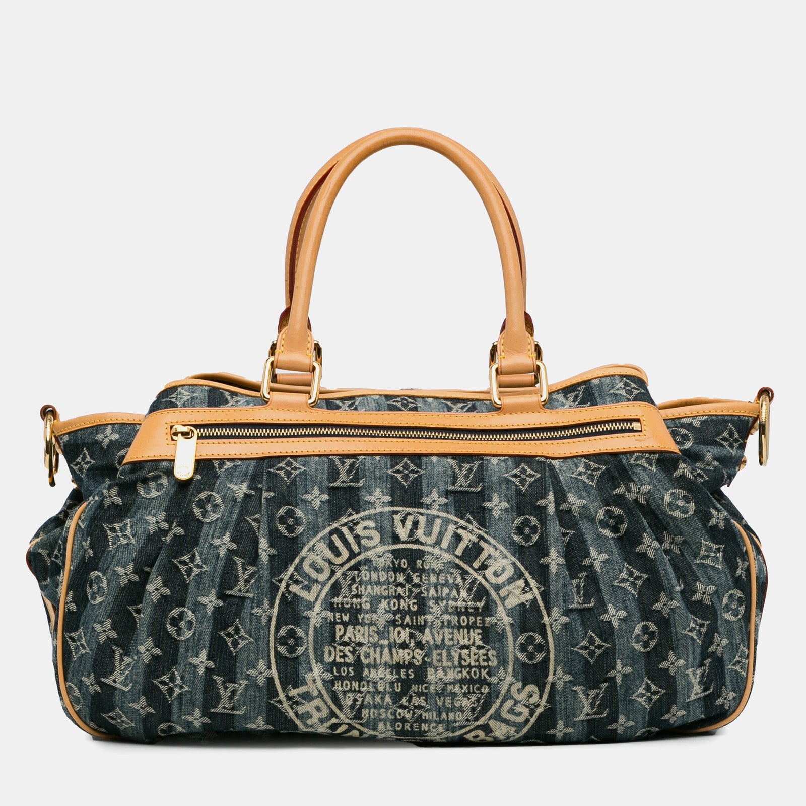 Louis Vuitton Monogram Denim Porte Epaule Raye Cabas GM Bag