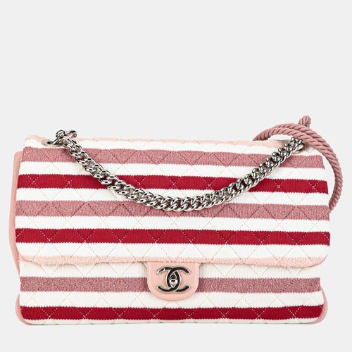 Multicolor Maxi Stripe Jersey Felt and Rope Flap