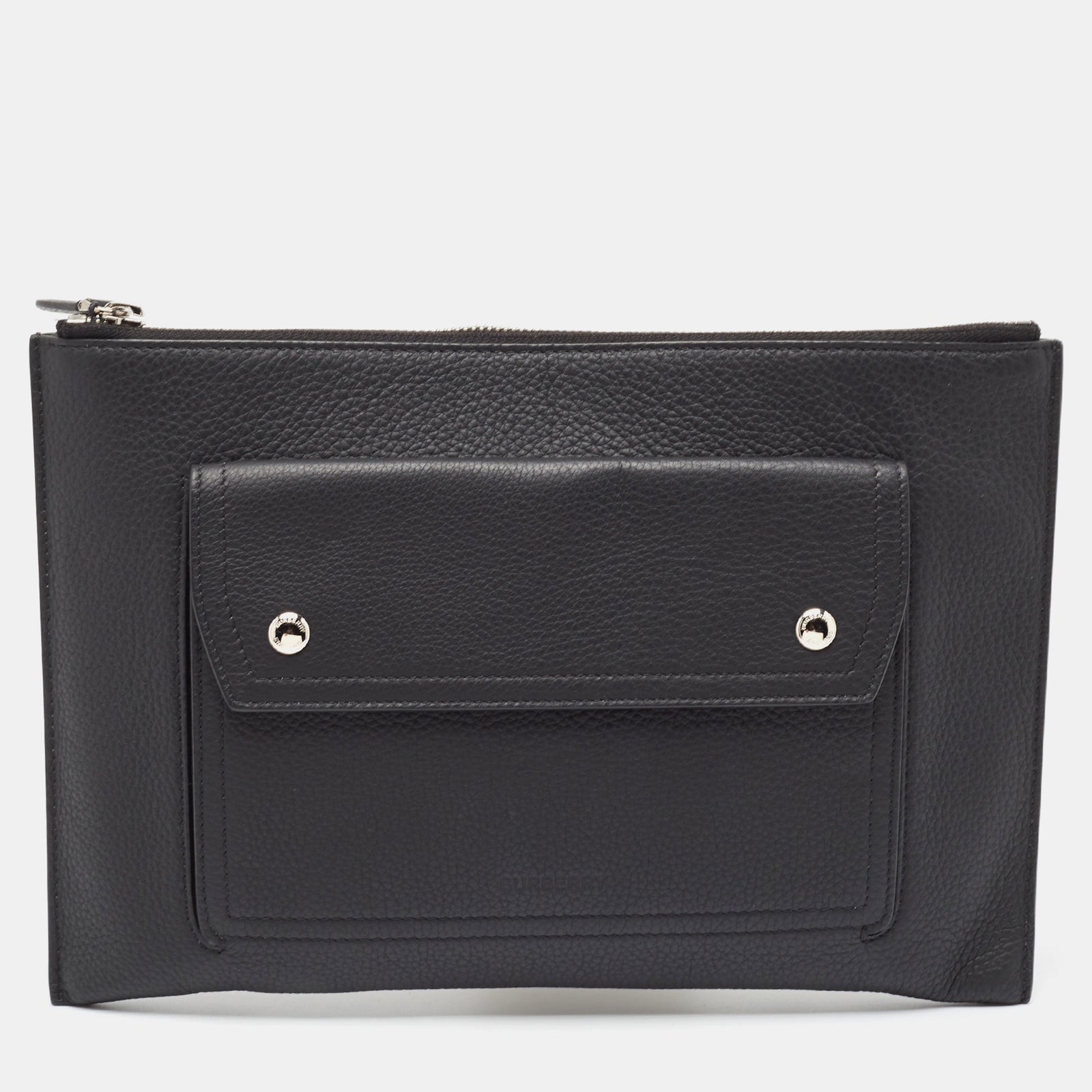 Burberry Black Leather Oscar Zip Pouch