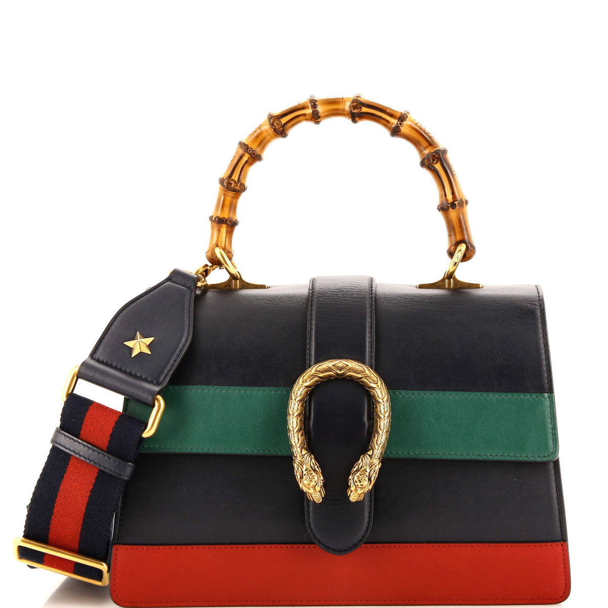 Gucci GUCCI Dionysus Bamboo Top Handle Bag Colorblock Leather Medium