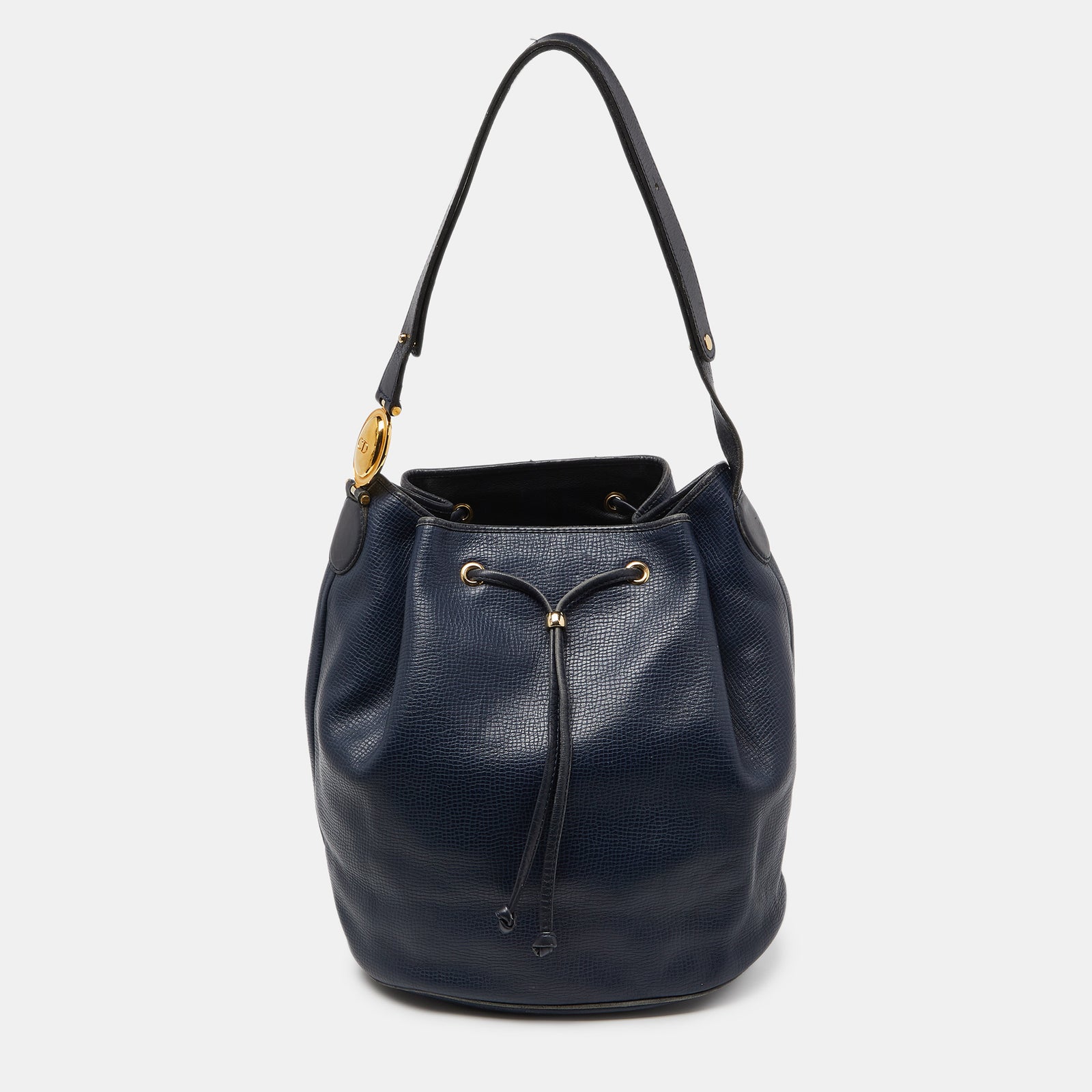 Dior Sac seau en cuir bleu avec cordon