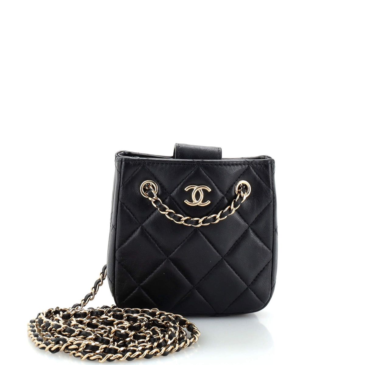 Chanel CHANEL CC Square Clutch with Chain Quilted Lambskin Mini