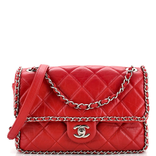 CHANEL Running Chain Around Flap Bag Quilted Crumpled Calfskin Medium