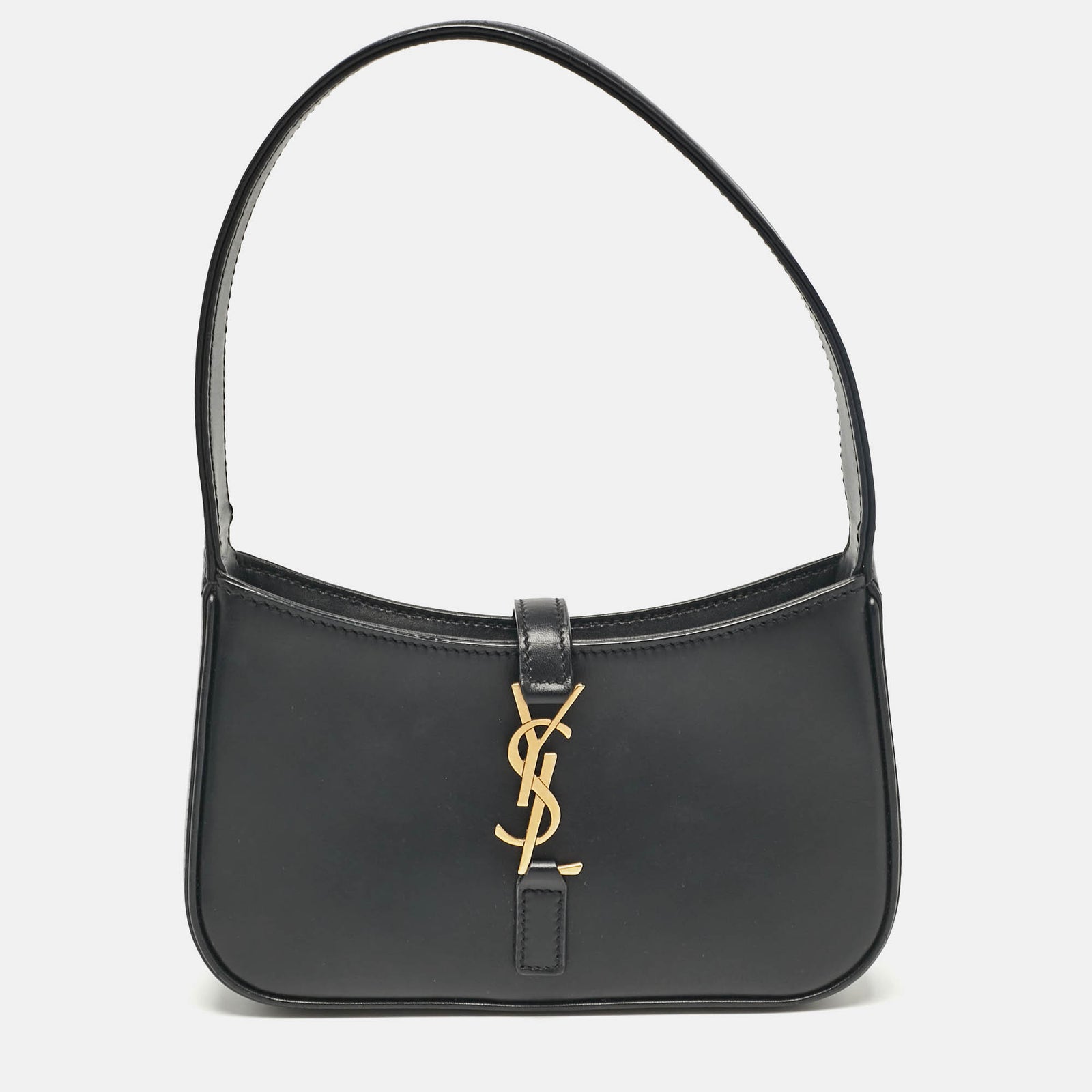 Saint Laurent Paris Saint Laurent Black Leather Mini LE 5 &Agrave; 7 Pochette Bag