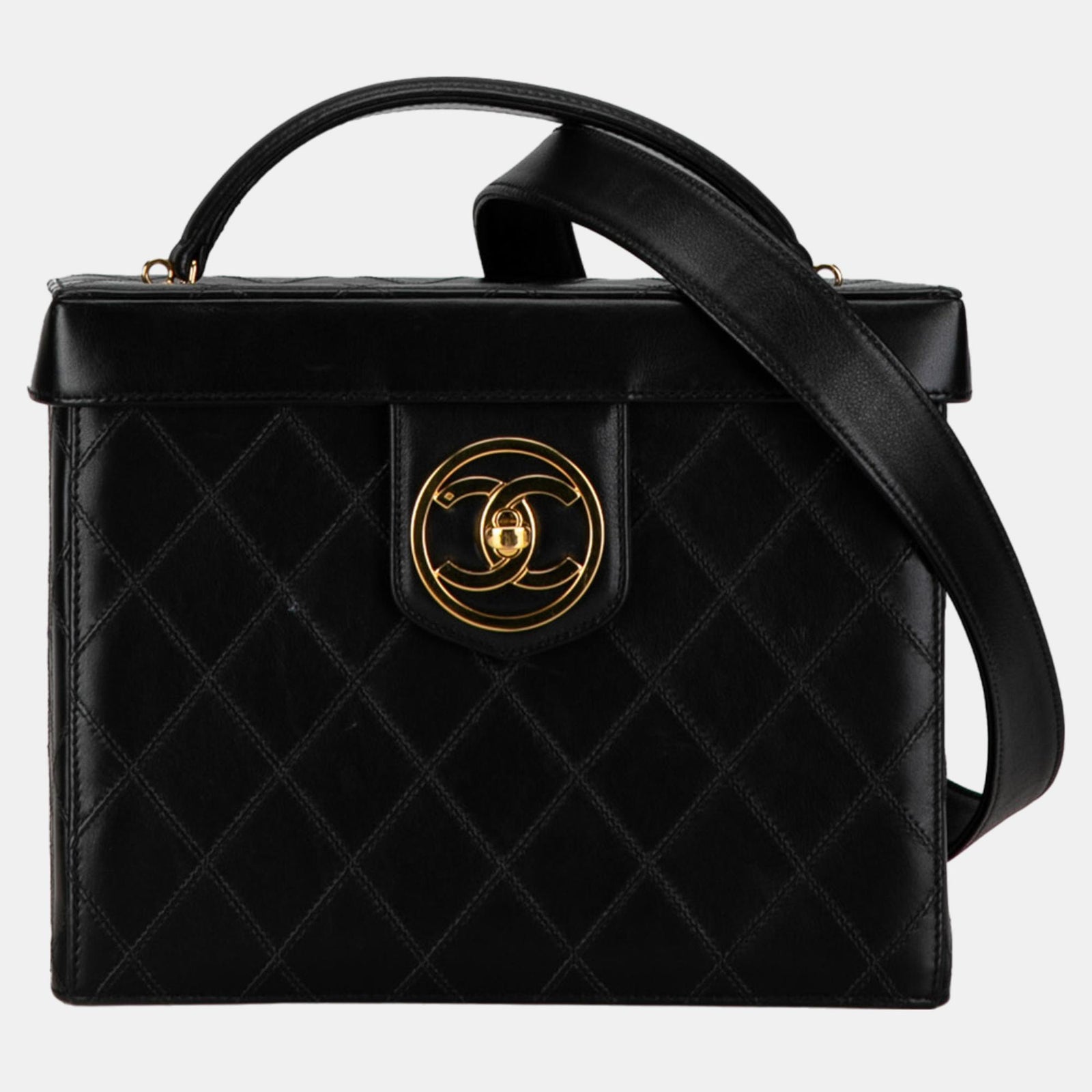 Chanel Black CC Turnlock Lambskin Vanity Case