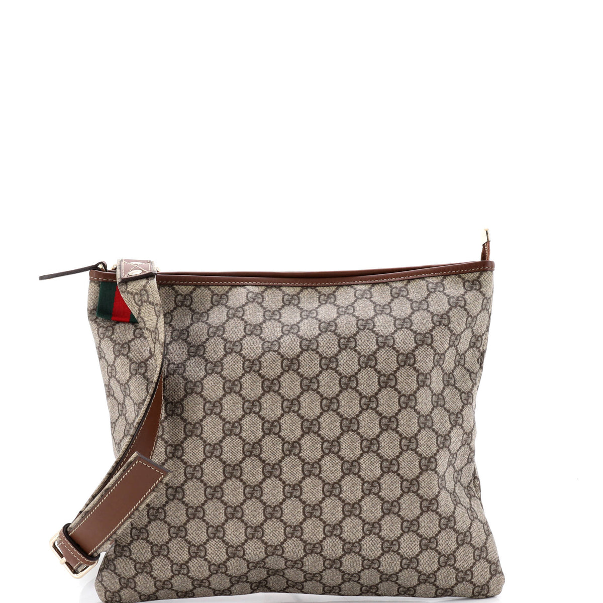 Gucci GUCCI Web Loop Flat Messenger GG Coated Canvas Large