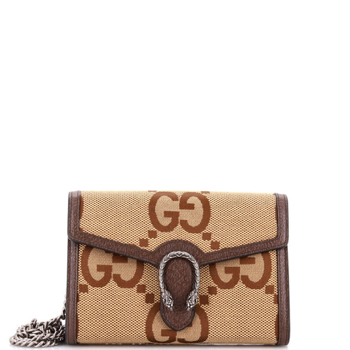 GUCCI Dionysus Chain Wallet Jumbo GG Canvas Small