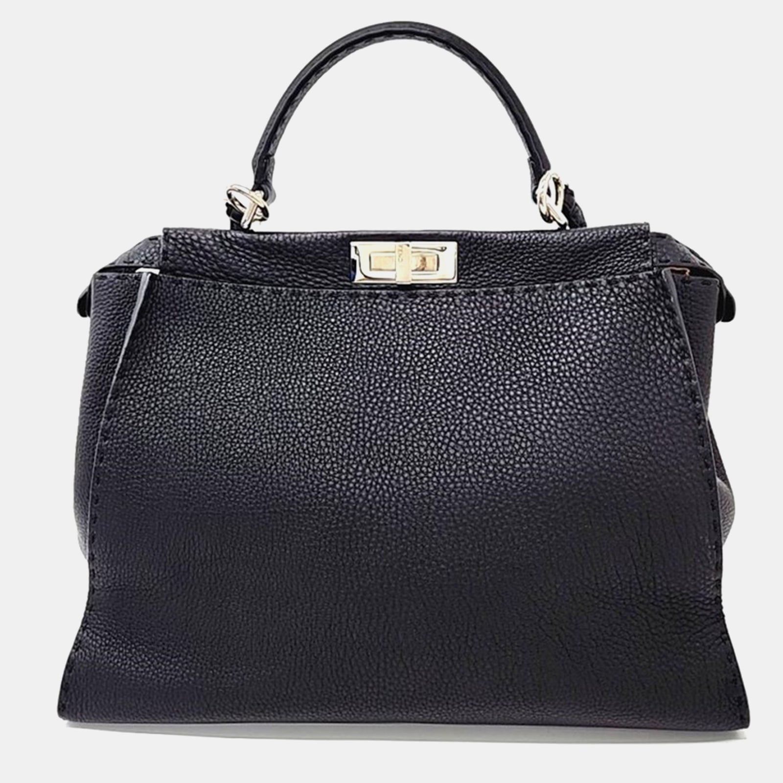 Fendi Black Leather Large Selleria Peekaboo Tote Bag