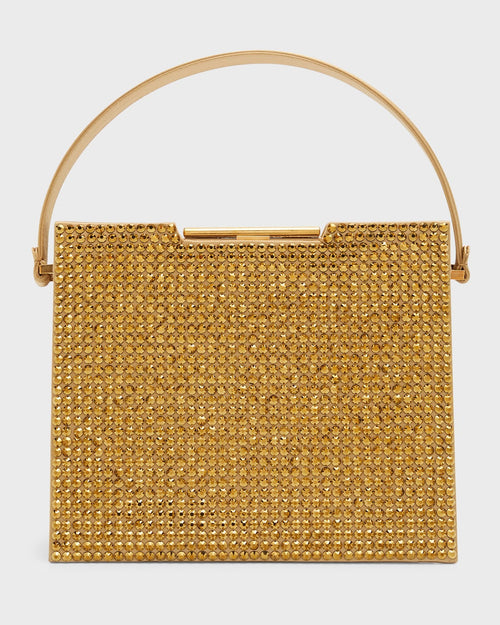 Crystal-Embellished Satin Top-Handle Bag