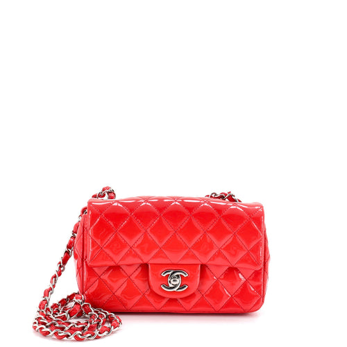 CHANEL Classic Single Flap Bag Quilted Patent Mini