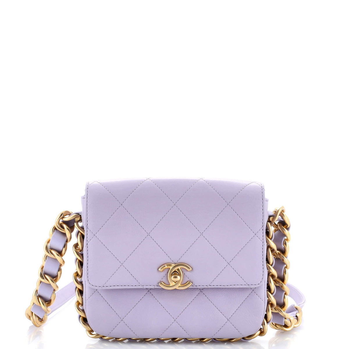 Chanel CHANEL Framing Chain Flap Bag Quilted Calfskin Small