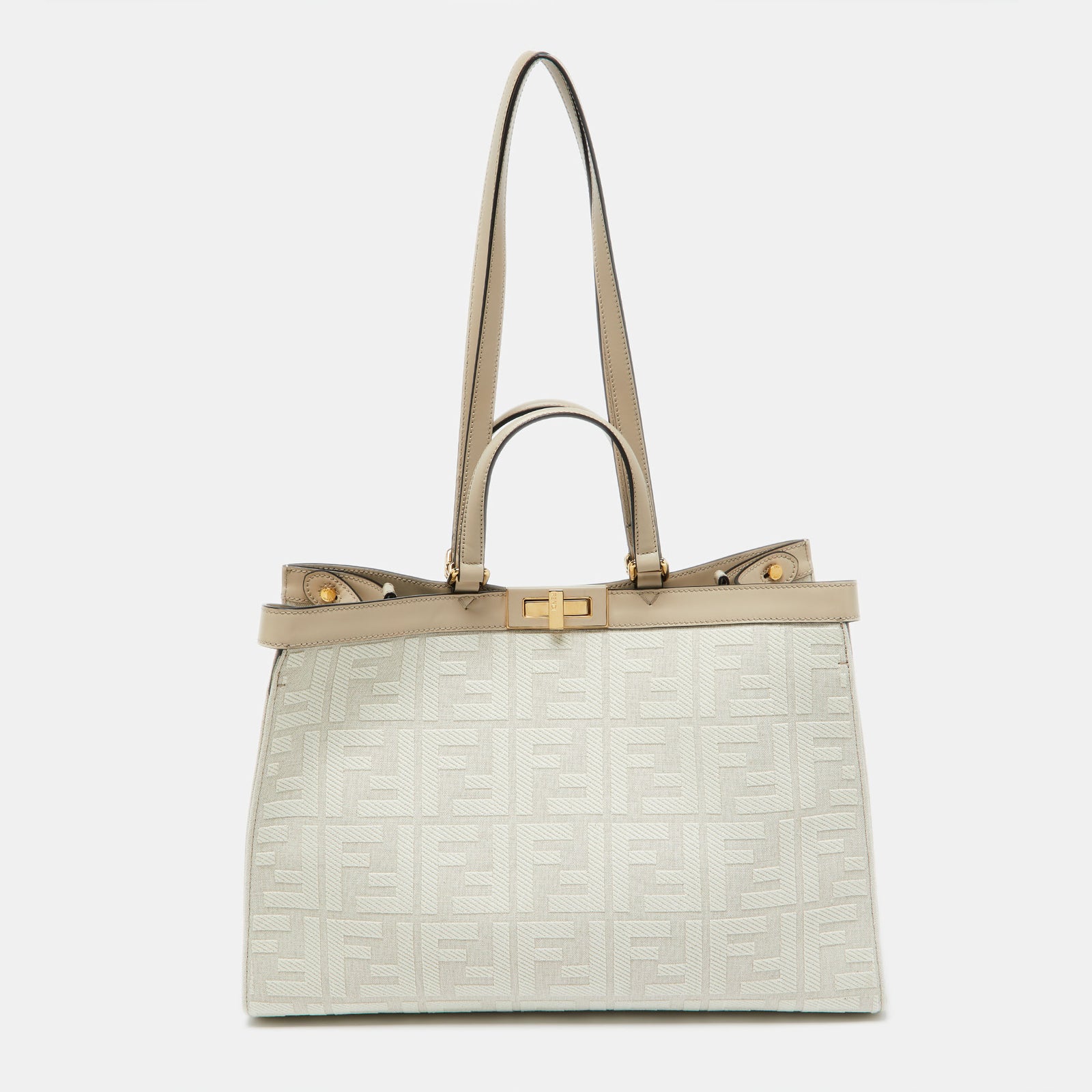 Fendi Beige Zucca Canvas and Leather Medium FF Peekaboo X Tote