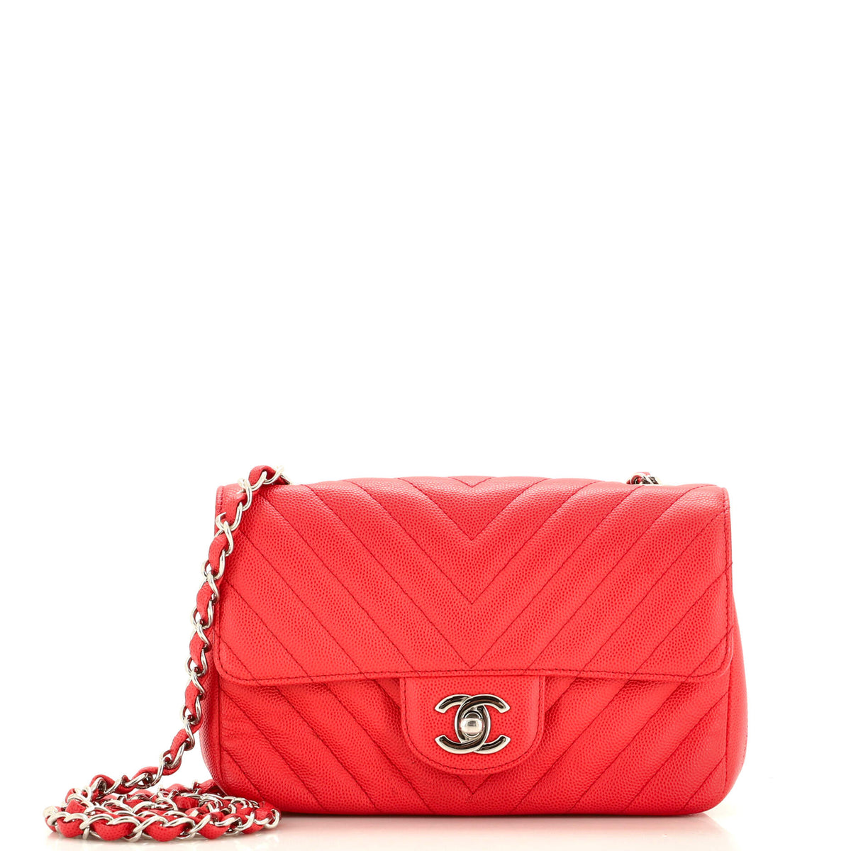 Chanel CHANEL Classic Single Flap Bag Chevron Caviar Mini