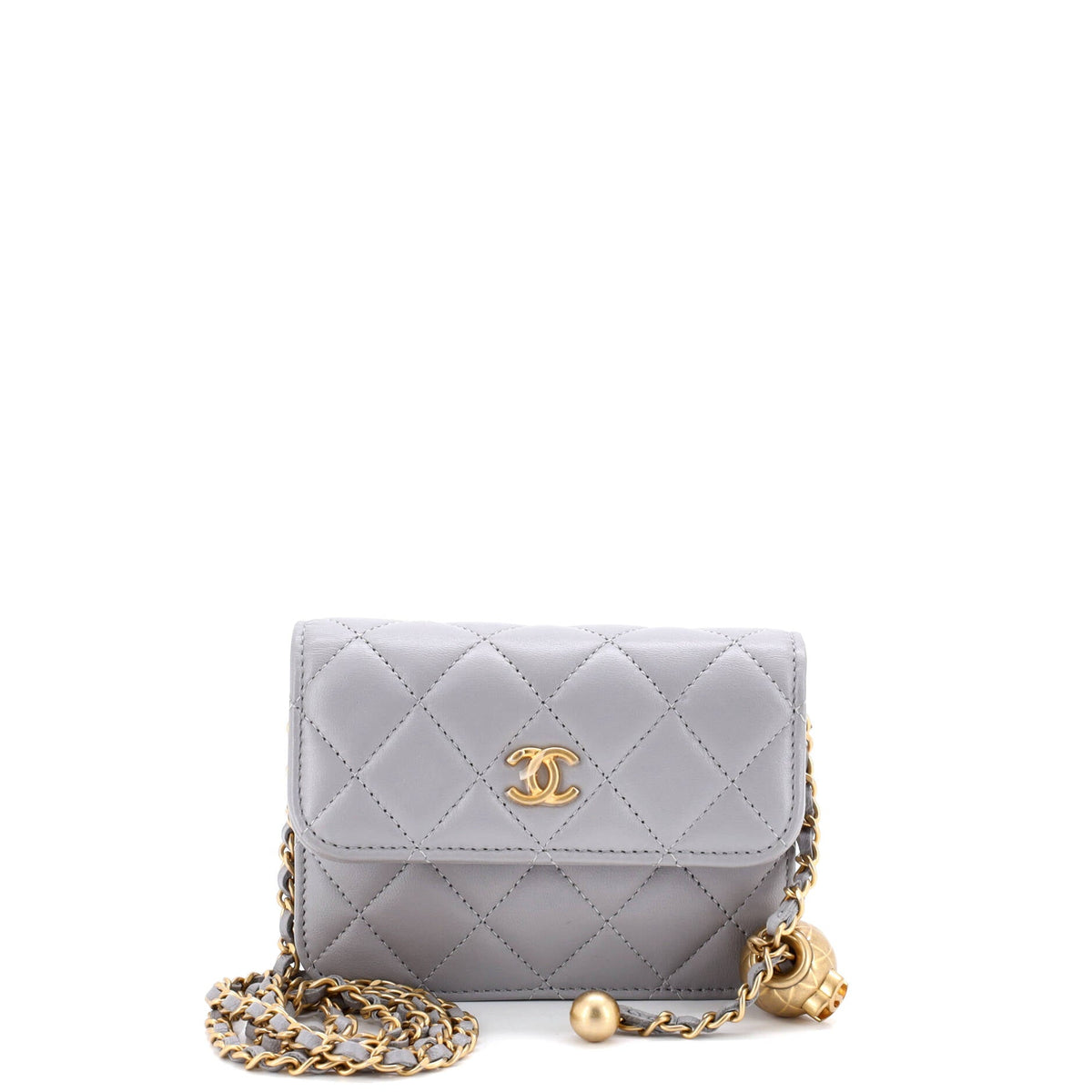 Chanel CHANEL Pearl Crush Flap Clutch with Chain Quilted Lambskin Mini