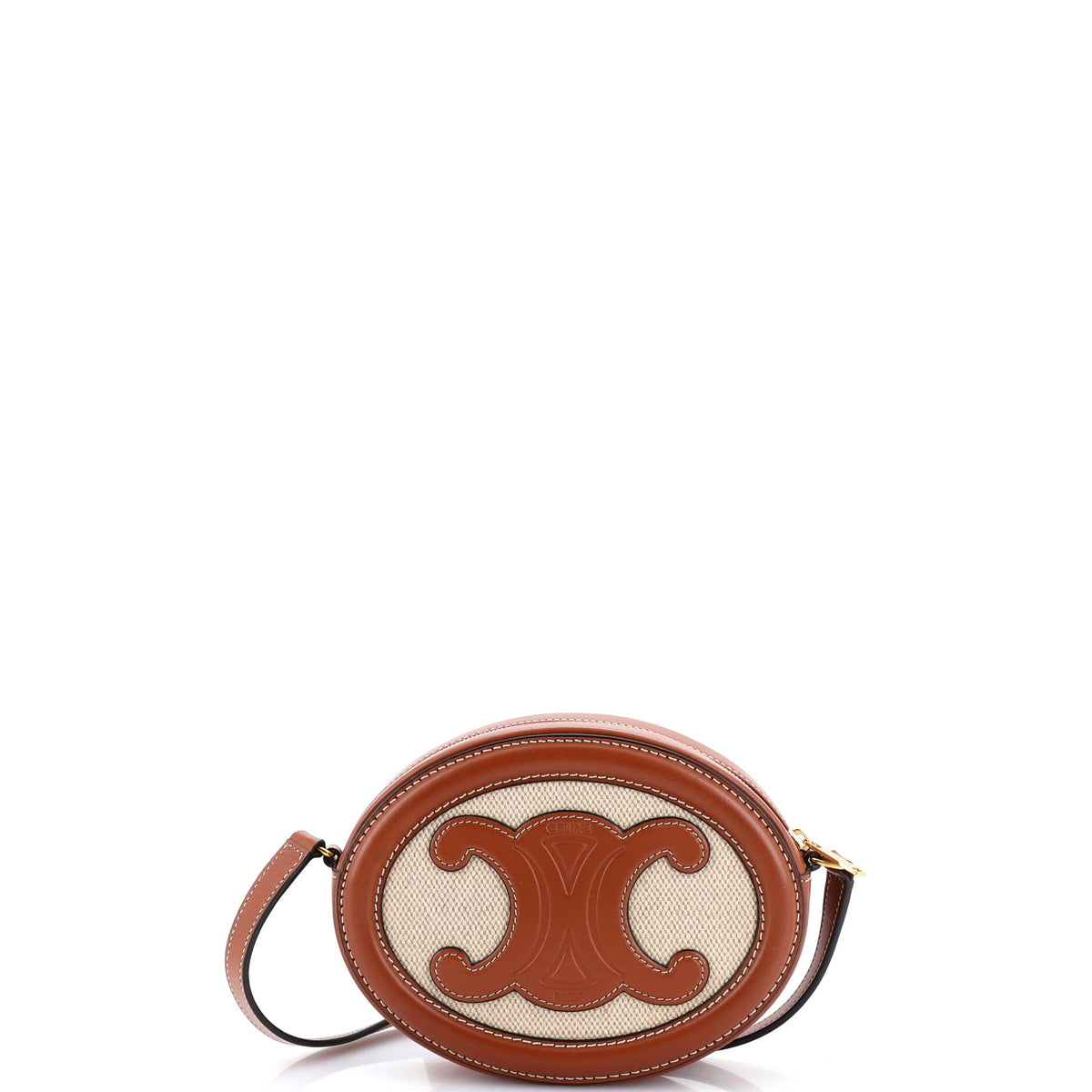 Celine CELINE Triomphe Oval Crossbody Bag Canvas and Leather