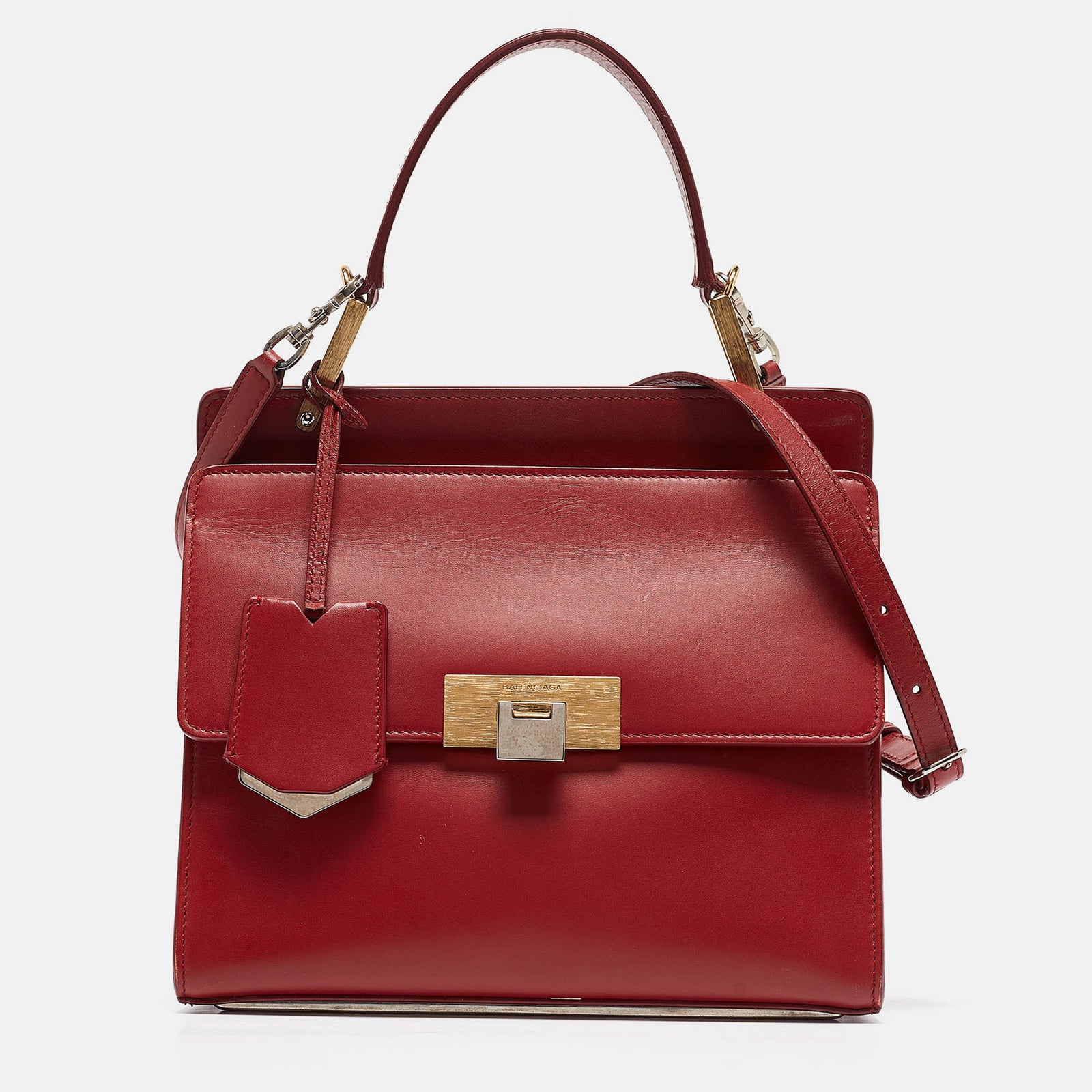 Balenciaga Rote Le Dix Cartable-Tasche aus Leder mit Henkel