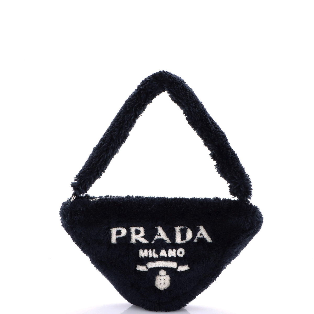 Prada PRADA Triangle Top Handle Pouch Bag Terry Cloth Mini