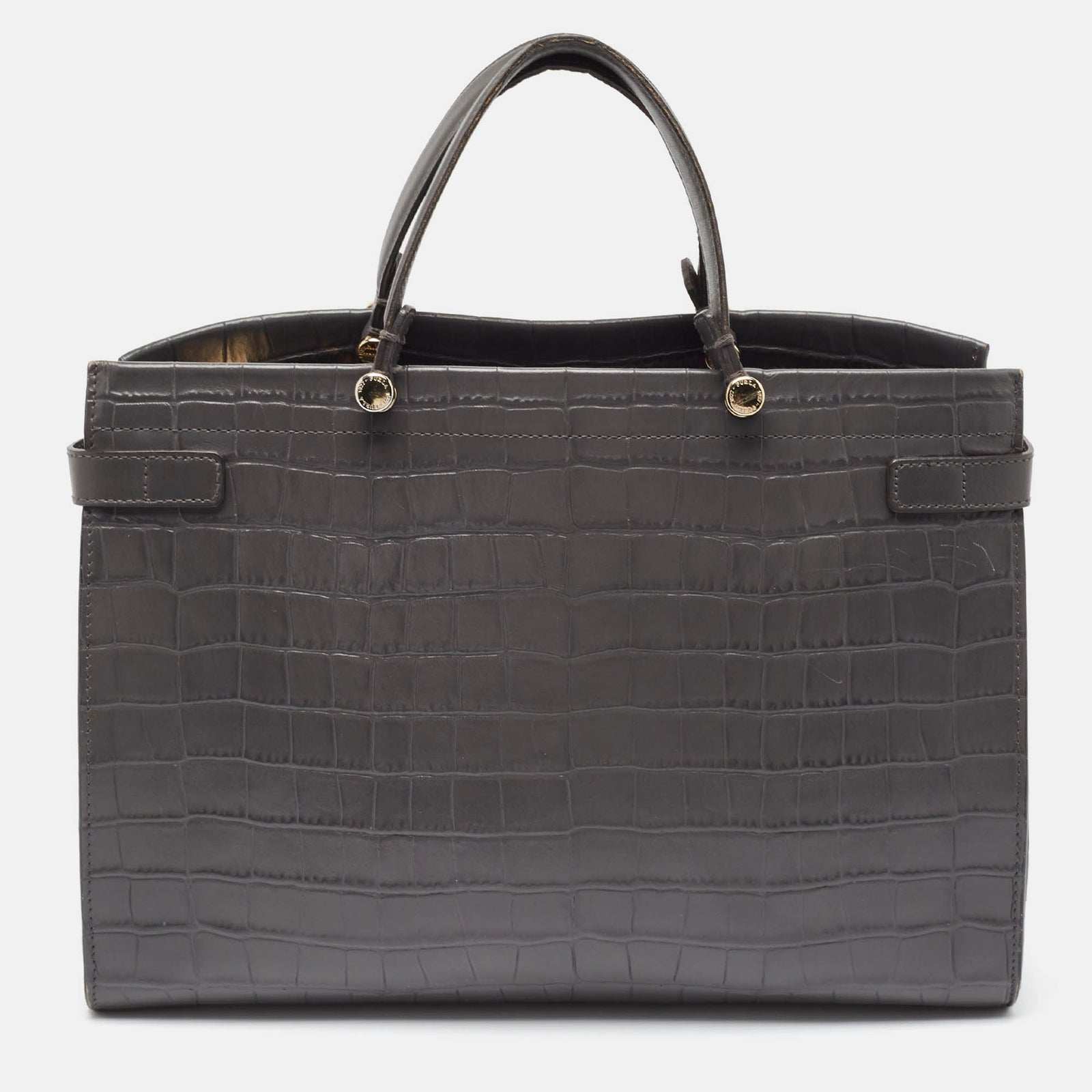 Furla Grey Croc Embossed Leather Lady M Tote