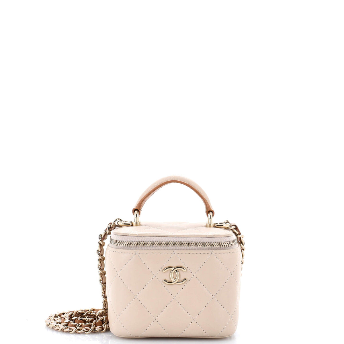 Chanel CHANEL Classic Top Handle Vanity Case with Chain Quilted Lambskin Mini