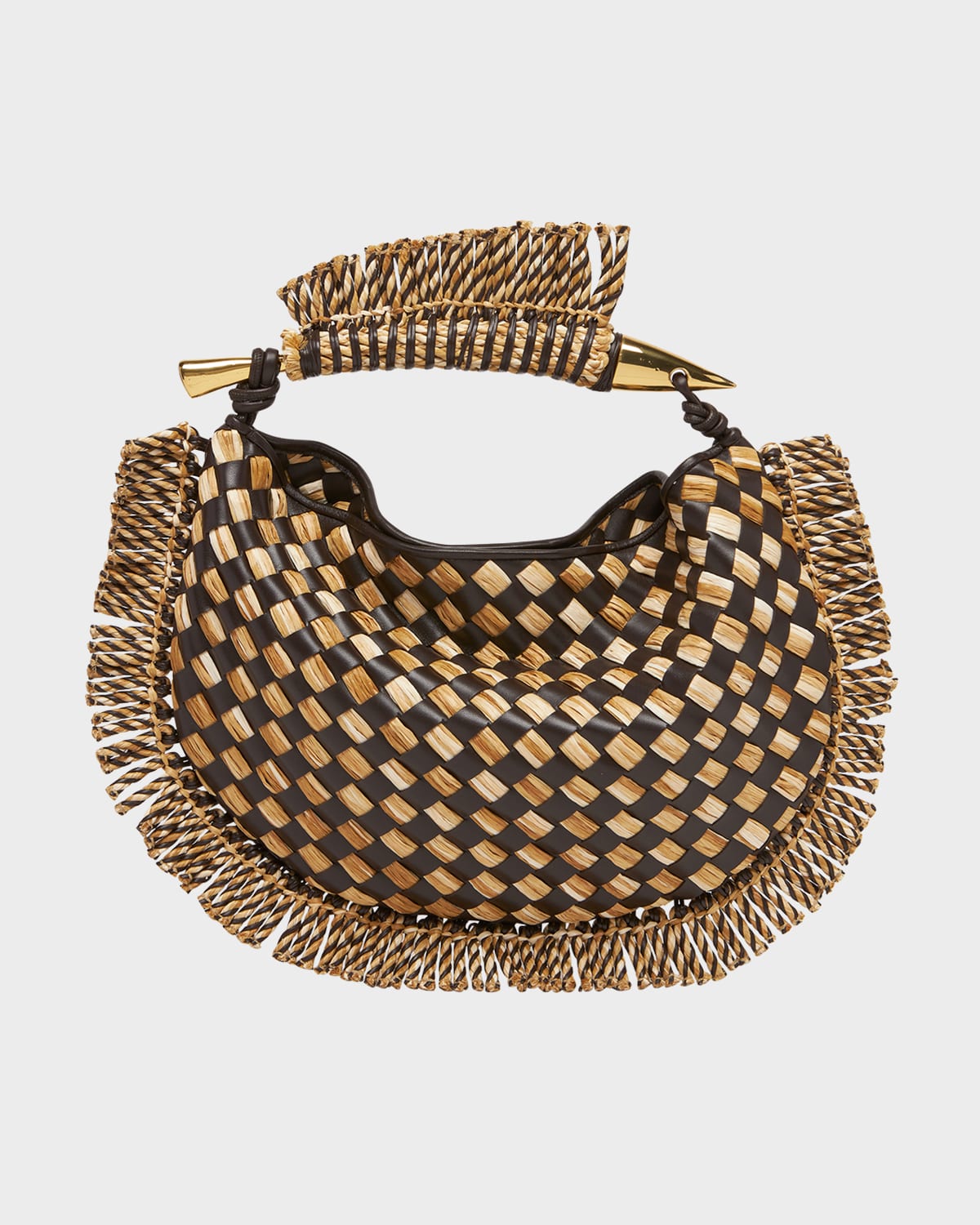 Bottega Veneta Small Sardine Fringe Raffia Top-Handle Bag