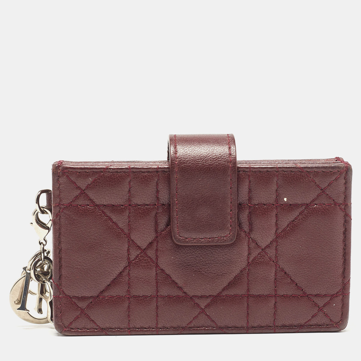 Dior Burgundy Cannage Leather Lady 5 Gusset Card Case